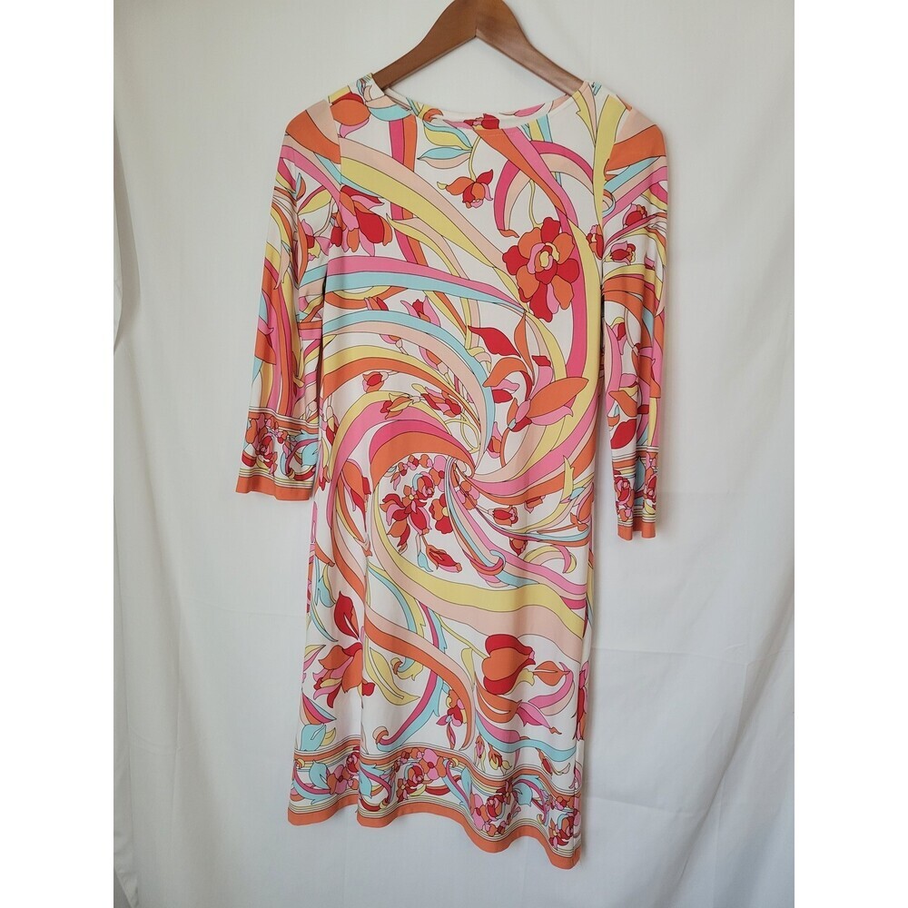 London Times Women's Size 4 Colorful Floral Swirl Print‎ Shift Dress Knee Length